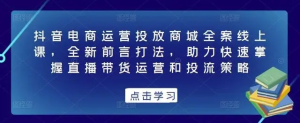 抖音電商運(yùn)營投放商城全案線上課，掌握直播帶貨運(yùn)營和投流策略百度網(wǎng)盤插圖