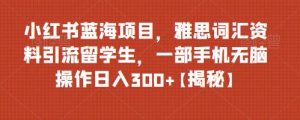 小紅書藍(lán)海項(xiàng)目雅思詞匯資料引流留學(xué)生，0門檻操作日入300百度網(wǎng)盤插圖