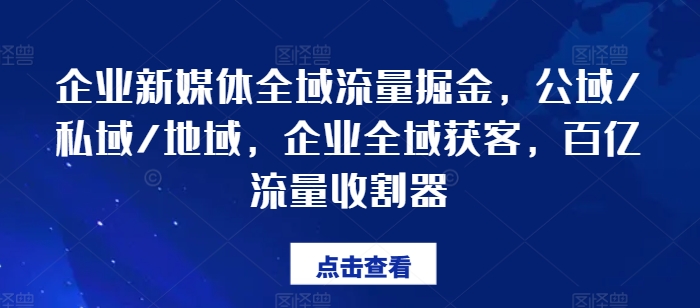 企業(yè)新媒體全域流量掘金，公域/私域/地域，企業(yè)全域獲客，百億流量收割器插圖