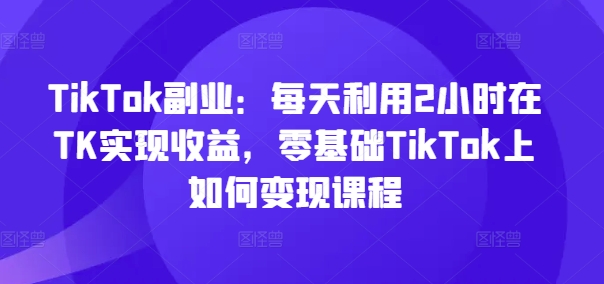 TikTok副業(yè)：每天利用2小時(shí)在TK實(shí)現(xiàn)收益，零基礎(chǔ)TikTok上如何變現(xiàn)課程插圖