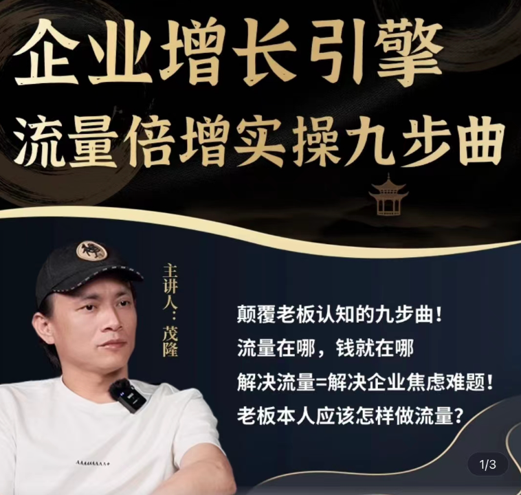 【茂隆】企業(yè)增長引擎流量倍增實操九步曲，一套課程幫你找到快速、簡單、有效、可復制的獲客+變現(xiàn)方式插圖
